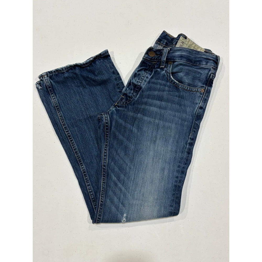 Hollister Button Closure, Straight Leg Medium Wash Denim Jeans, Mens 30/30